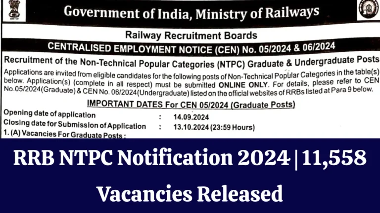 RRB NTPC Notification 2024