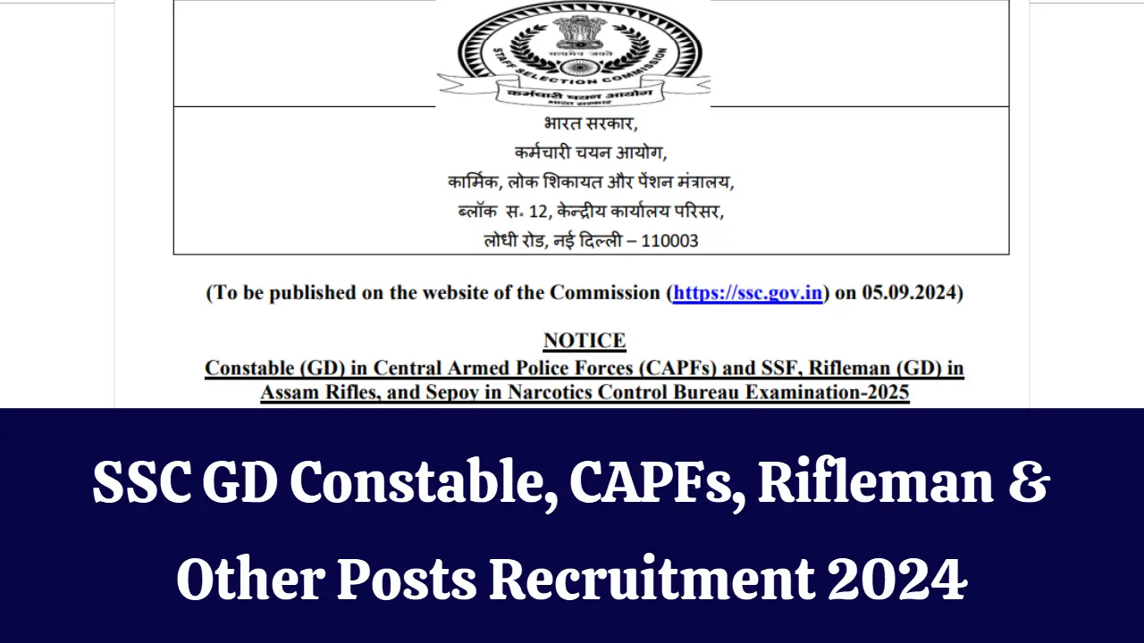 SSC GD Constable, CAPFs, Rifleman & Other Posts Recruitment 2024