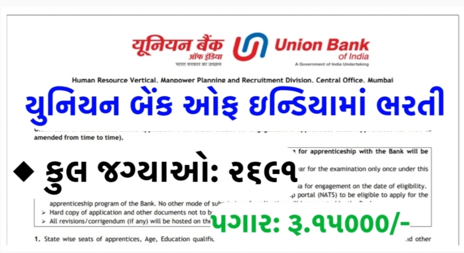 Union Bank of India Apprentice Recruitment 2025: Notification Out,2691 Posts