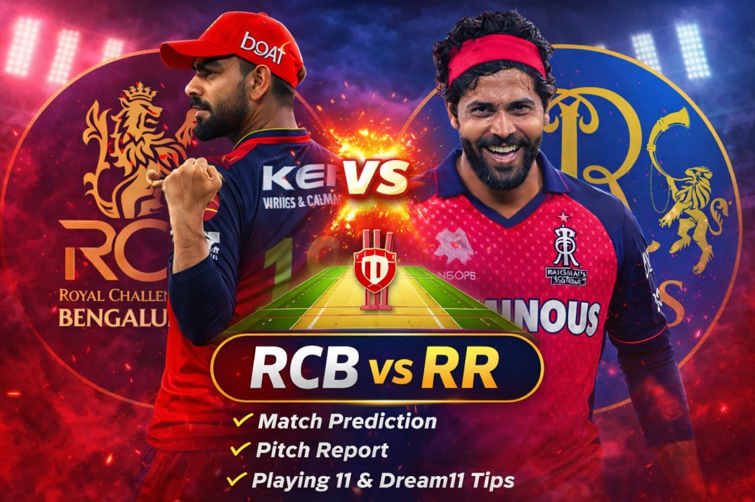 RCB vs RR Match Prediction, Pitch Report, Playing 11 & Dream11 Tips Today