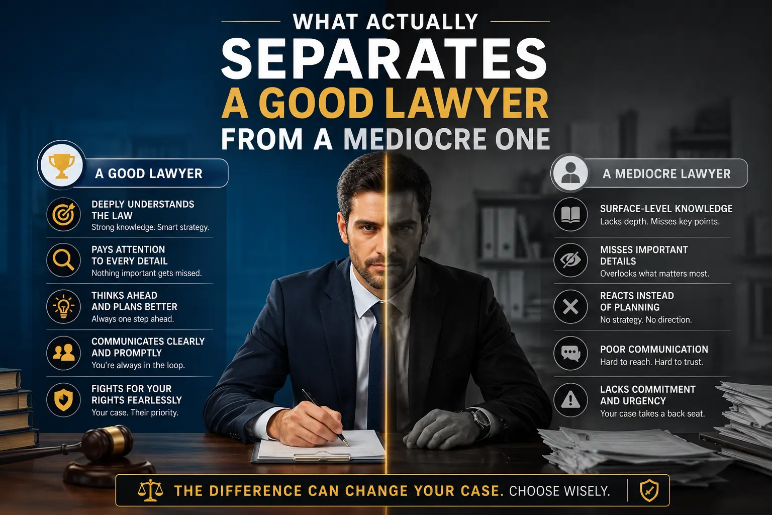 Good lawyer vs mediocre lawyer comparison